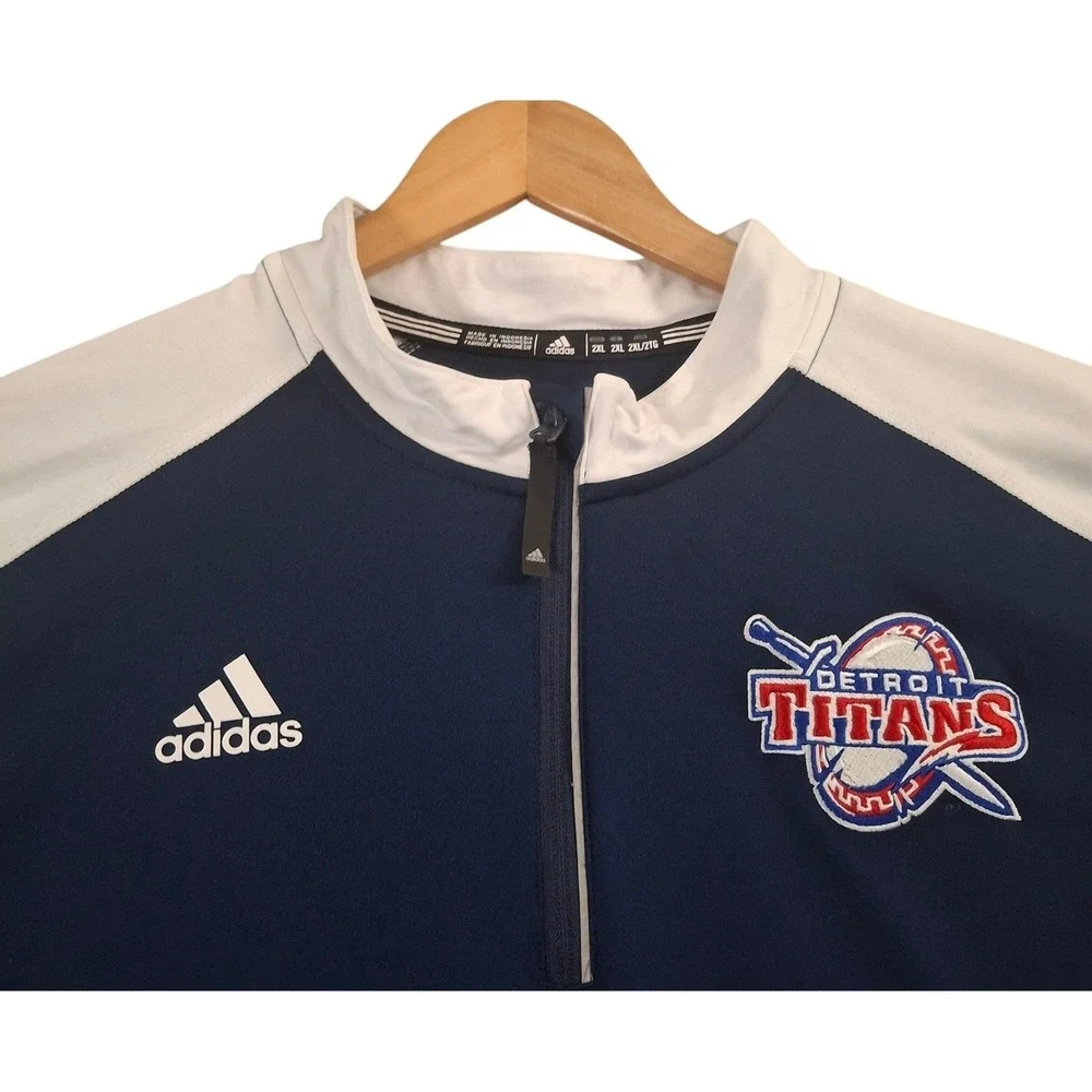 Adidas Detroit Mercy Titans 1/4 Zip Pullover Men's 2XL Navy Blue Climalite